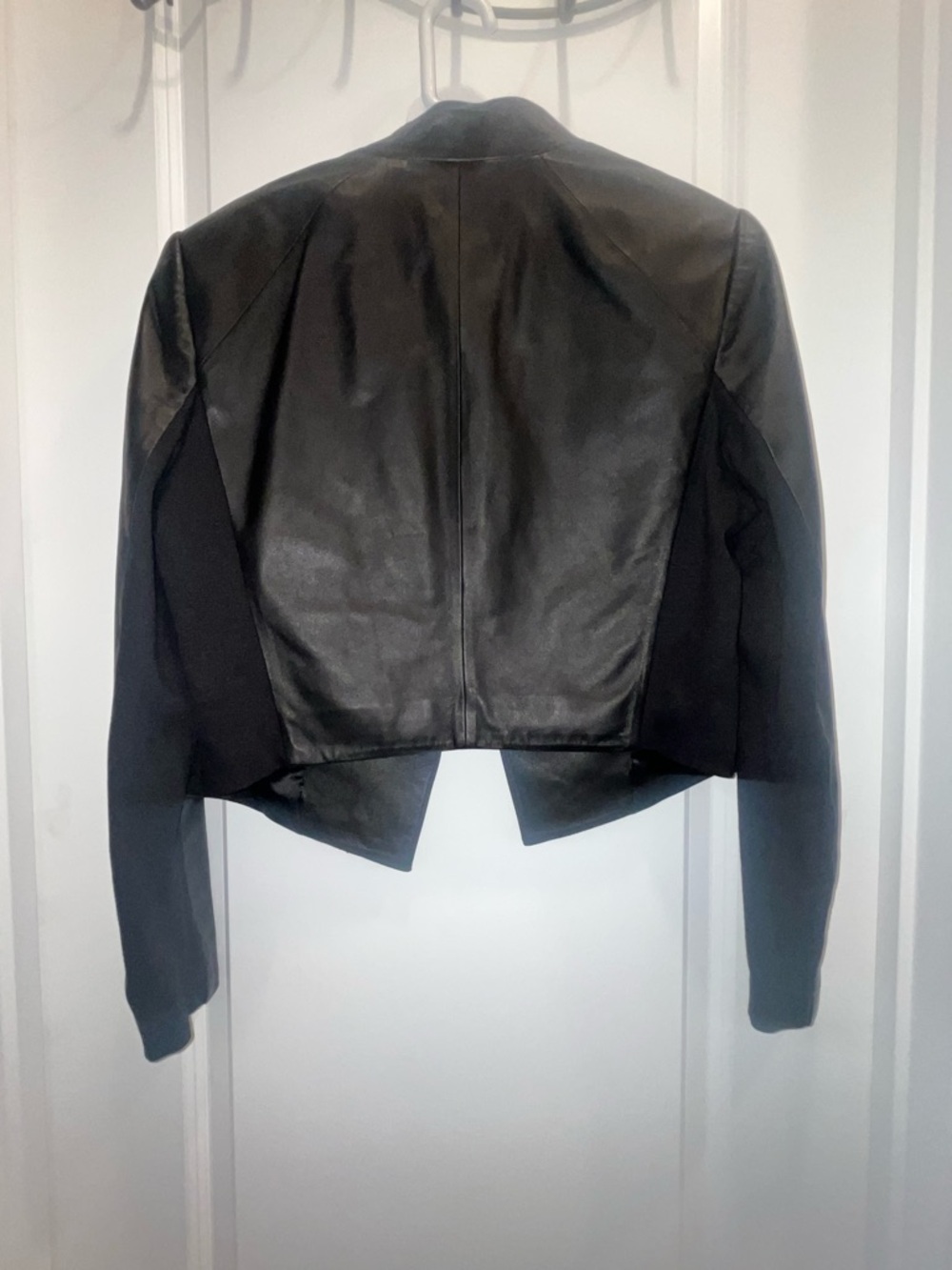 Alice + Olivia black open front Harvey Leather Blazer coat - Picture 4 of 6